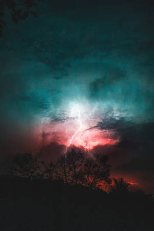 Storm Lightning Over Trees India Wallpaper