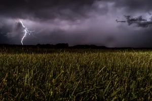 Storm Lightning Strike At Fields Wallpaper