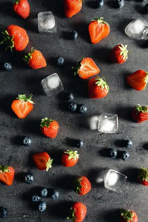Strawberries And Ice Food Iphone Wallpaper