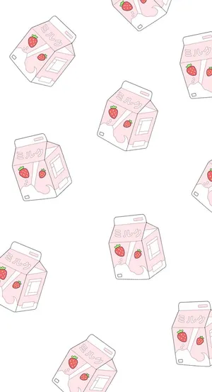 Strawberry Milk Cartons Pattern Wallpaper