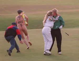 Streaker Interrupts Golf Celebration Wallpaper