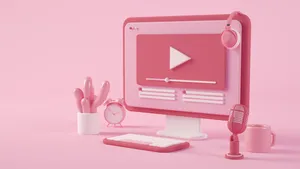 Streaming Essentials Pink Aesthetic Graphic Art Wallpaper