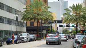 Street In Downtown Miami Florida Wallpaper