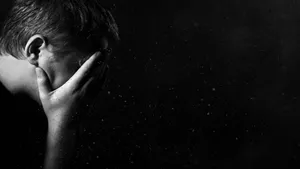 Stress Man Covering His Face Wallpaper