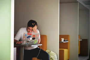 Stress Man In Front Of A Laptop Wallpaper