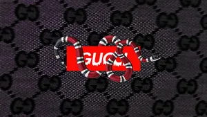 Striking Gucci Snake Wallpaper In Vibrant Red Wallpaper