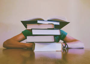 Study With Pile Of Books Wallpaper