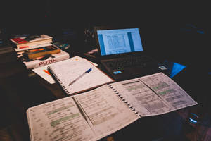 Studying In Dark Light Wallpaper