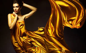 Stunning Golden Gloss Fashion Model Wallpaper