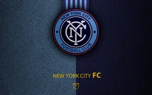 Stunning High-definition New York Fc Logo Imprinted On Blue Leather Wallpaper