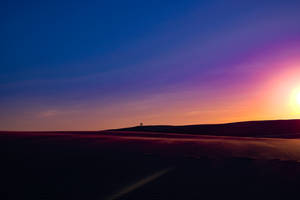 Stunning Mountain Landscape: Vivid Evening Sky Wallpaper