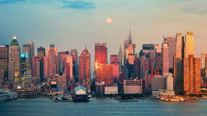 Stunning Night View Of The New York City Skyline Wallpaper