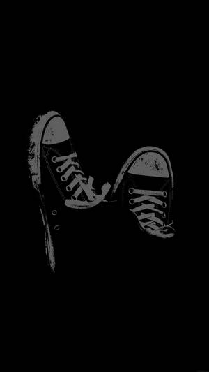 Stylish Black Two Sneakers Wallpaper