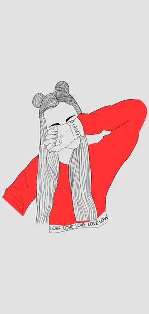 Stylish Girl Sad Drawing Wallpaper