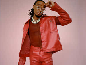 Stylish Manin Red Leather Outfit Wallpaper