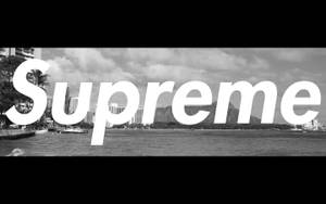 Stylish Supreme Laptop In Black And White Wallpaper