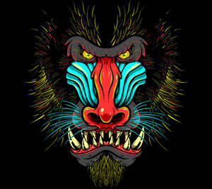 Stylized Colorful Gorilla's Head Illustration Wallpaper