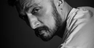 Sudeep Black And White Closeup Wallpaper
