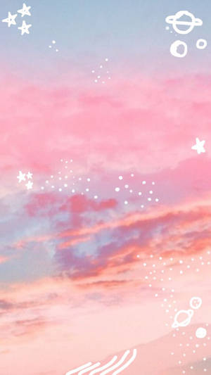 Sugar Pink Doodles Pastel Aesthetic Wallpaper