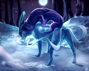 Suicune On Snow Wallpaper