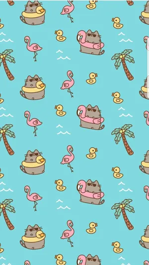 Summer Fun Pusheen Wallpaper