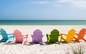 Summer Season Colourful Sun Chairs Wallpaper