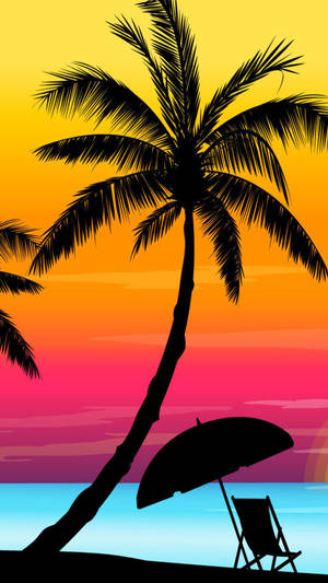 Summer Season Vector Art Palm Tree Wallpaper