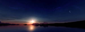 Sun And Moon Ocean View Wallpaper