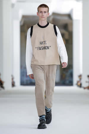 Sunnei Model Wearing Hate Fashion Vest Wallpaper