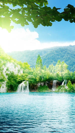 Sunny Falls Scenery Wallpaper