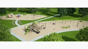 Sunny Playground Park Design Wallpaper