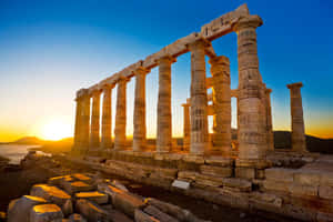 Sunrise At The Temple Of Poseidon Wallpaper