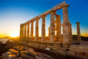 Sunrise At The Temple Of Poseidon Wallpaper
