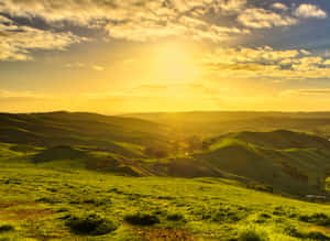 Sunrise Hill Landscape Setting Wallpaper