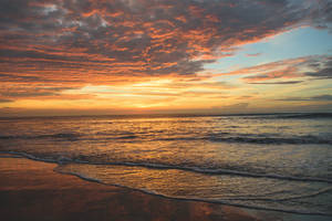 Sunset And Shoreline At Virginia Beach Wallpaper