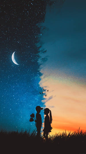 Sunset And Starry Sky Wallpaper