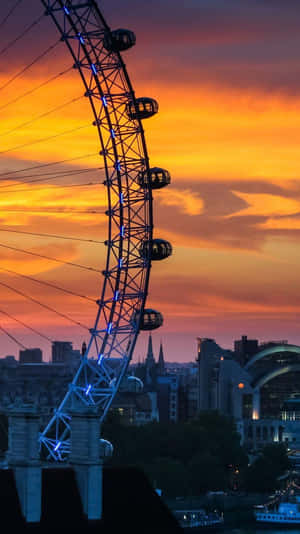 Sunset At London Eye England Wallpaper