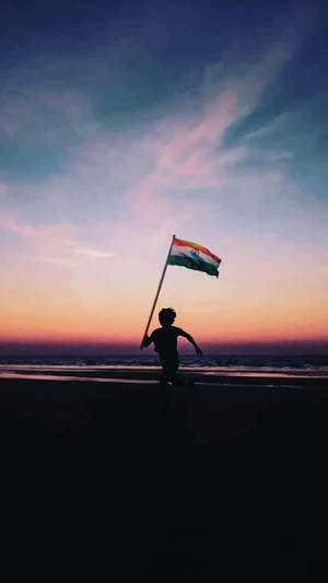 Sunset Beach Indian Flag Mobile Wallpaper