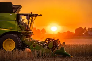 Sunset Harvest Combine Harvester Wallpaper