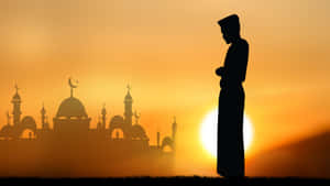 Sunset Muslim Boy Silhouette Wallpaper