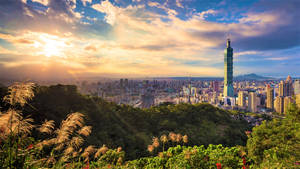 Sunset Over Taipei City Wallpaper