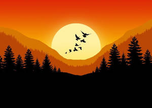 Sunset Sky Vector Art Wallpaper