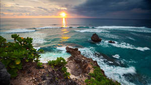 Sunset Tropical Scenery Bali Sea Wallpaper