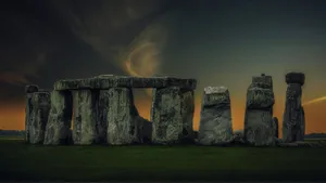 Sunset With Stonehenge Wallpaper
