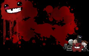 Super Meat Boy Splattered Red Wallpaper