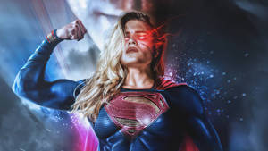 Supergirl Flexing Muscle Wallpaper