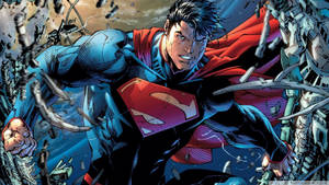 Superman Soars With Unstoppable Strength Wallpaper