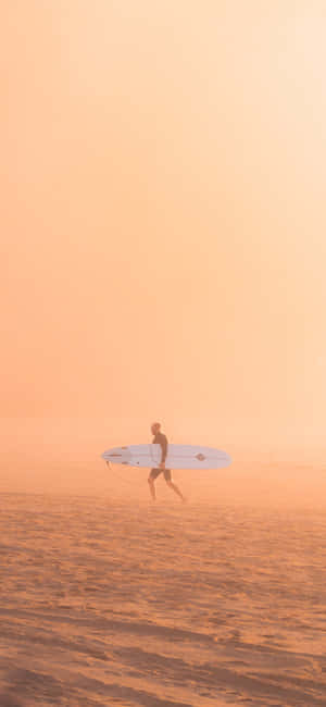 Surfboard Orange Sunset Sky Wallpaper