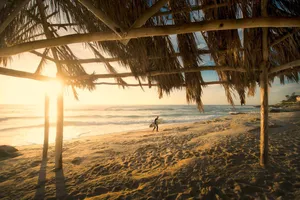 Surfer On San Diego Beach Wallpaper