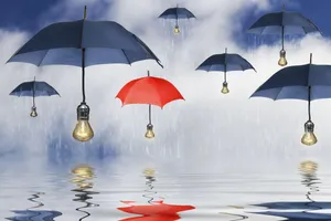 Surreal Umbrellasand Lightbulbs Raining Wallpaper